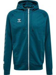 Bluza z kapturem z bawełnianym zamkiem błyskawicznym Hummel Move Grid. Zielone bluzy sportowe męskie HUMMEL, bez wzorów, z bawełny, eleganckie, bez kołnierzyka, bez ramiączek. Za 309.05 zł.