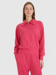 4F Bluza dresowa oversize nierozpinana bez kaptura damska - różowa XL. Czerwone bluzy bez kaptura damskie 4f, xl, z bawełny. W wyprzedaży za 99.99 zł.