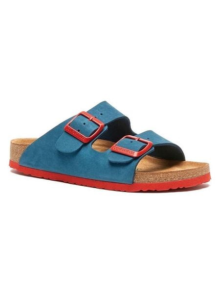 Comfortfusse Skórzane klapki w kolorze granatowo-czerwonym rozmiar: 39. Czerwone klapki damskie Comfortfusse, bez wzorów, bez obcasa. Za 259.95 zł.