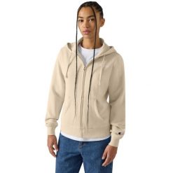 Bluza damska Champion Full Zip Hoodie Sweatshirt. Brązowe bluzy z kapturem damskie CHAMPION, l, z bawełny. Za 205.99 zł.