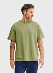 PAKO LORENTE – Zielony t-shirt oversize. Zielone t-shirty męskie Pako Lorente, xl, bez wzorów, z bawełny, bez kołnierzyka. Za 69.99 zł.
