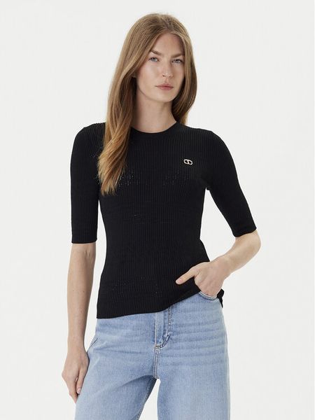 TWINSET Sweter 252TP3240 Czarny Regular Fit. Czarne swetry klasyczne damskie Twinset, s, z wiskozy, bez kołnierzyka. Za 369.99 zł.