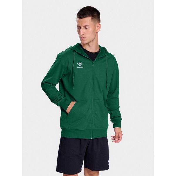 Bluza dresowa z kapturem Hummel Go 2.0. Zielone bluzy sportowe męskie HUMMEL, bez wzorów, z dresówki, sportowe, bez kołnierzyka, bez ramiączek. Za 254.50 zł.