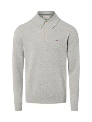 Gant dzianinowa koszulka polo z wełny jagnięcej Mężczyźni Wełna szary, XL. Szare koszulki polo męskie Gant, m, bez wzorów, z dzianiny, bez ramiączek. Za 749.95 zł.