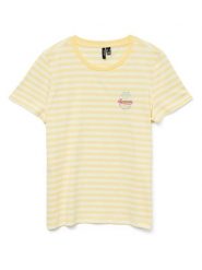 Vero Moda Koszulka w kolorze żółtym rozmiar: XS. Żółte bluzki damskie Vero Moda, xs, bez wzorów, z bawełny, bez kołnierzyka, bez ramiączek. Za 43.57 zł.