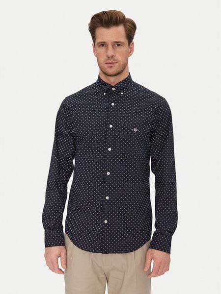 Gant Koszula 3250056 Granatowy Regular Fit. Niebieskie koszule męskie Gant, m, bez wzorów, z bawełny, bez kołnierzyka, bez ramiączek. Za 289.99 zł.