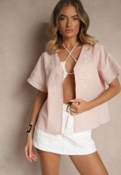 Różowa Koszula z Bawełny w Hafty Ararisa. Czerwone koszule damskie Renee, l, bez wzorów, z bawełny, bez kołnierzyka, bez ramiączek. Za 59.99 zł.