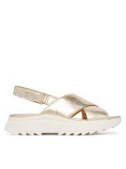 Clarks Sandały DashLite Wish 26185882 Złoty. Żółte sandały damskie Clarks, bez wzorów, ze skóry, bez obcasa, na płaskiej podeszwie. Za 389.99 zł.