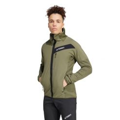 Kurtka trekkingowa męska Adidas Terrex Techrock Hooded Wind Fleece. Zielone kurtki treningowe męskie Adidas, l, bez wzorów, z polaru, trekkingowe. Za 372.00 zł.