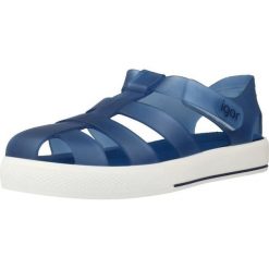 Sandały IGOR S10171 Niebieski. Niebieskie sandały damskie Igor, bez wzorów, z gumy, bez obcasa. Za 125.99 zł.