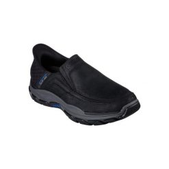 Buty sportowe Sneakersy męskie, Skechers Respected - Elgin Slip-ins. Czarne buty sportowe na co dzień męskie Skechers, ze skóry, bez zapięcia, trekkingowe. Za 399.99 zł.