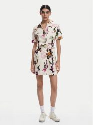 Desigual Sukienka koszulowa Monicawhite 25SWVW13 Écru Regular Fit. Sukienki damskie Desigual, xs, bez wzorów, z bawełny, bez kołnierzyka, bez ramiączek, koszulowe. Za 329.99 zł.