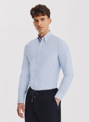 PAKO LORENTE - Niebieska koszula w pepitkę. Niebieskie koszule męskie Pako Lorente, m, bez wzorów, z bawełny, bez kołnierzyka, bez ramiączek. Za 199.99 zł.