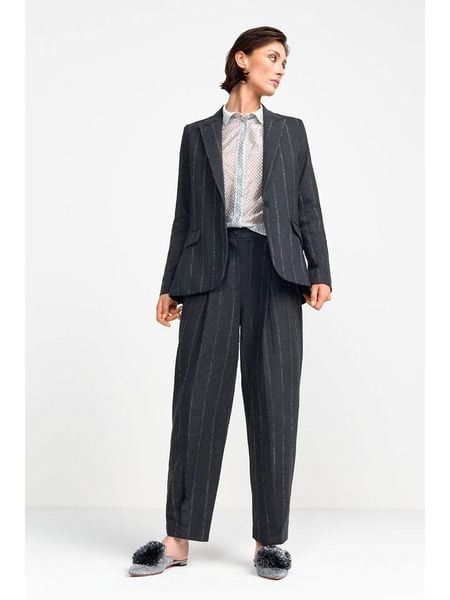 Rich & Royal Spodnie w kolorze antracytowym rozmiar: 38. Czarne spodnie materiałowe damskie Rich & Royal, bez wzorów, z materiału, z podwyższonym stanem. Za 279.78 zł.