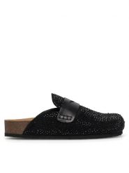 Eva Minge Klapki PERPETUE-24SS03 Czarny. Czarne klapki damskie Eva Minge, bez wzorów, ze skóry, bez obcasa. Za 399.99 zł.