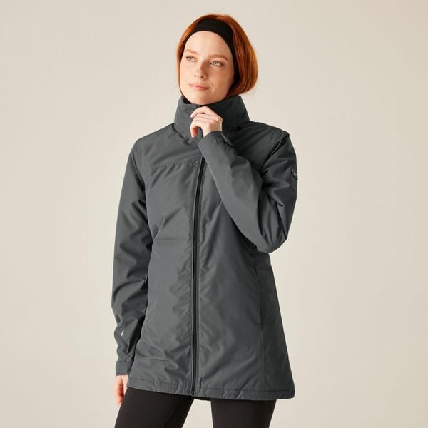 Kurtka damska przejściowa ocieplana przeciwdeszczowa Tamlin. Szare kurtki damskie Dare 2b, na zimę, bez kaptura. Za 249.99 zł.