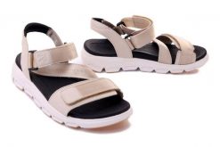 RIEKER Revolution V8406-60 beige, sandały damskie. Brązowe sandały damskie Rieker, bez wzorów, bez obcasa. Za 174.95 zł.