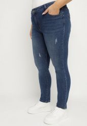 Granatowe Jeansy o Dopasowanym Fasonie Korali. Niebieskie jeansy damskie Born2be. Za 44.99 zł.