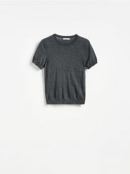 Sweter z wełną i modalem - ciemnoszary. Szare swetry klasyczne damskie Reserved, l, z wełny, bez kołnierzyka. Za 119.99 zł.