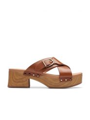Clarks Skórzane klapki "Sivanne Walk" w kolorze jasnobrązowym rozmiar: 40. Brązowe klapki damskie Clarks, bez wzorów, bez obcasa. Za 175.67 zł.