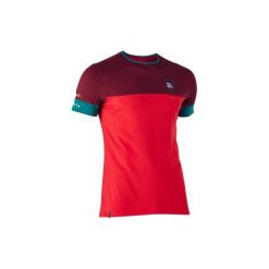 Koszulka krótki rękaw do piłki nożnej FF100 Maroko. Czerwone t-shirty damskie KIPSTA, l, bez wzorów, z bawełny, bez kołnierzyka. Za 19.99 zł.