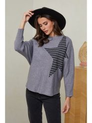 Soft Cashmere Sweter w kolorze szarym rozmiar: 38/40. Szare swetry klasyczne damskie Soft Cashmere, bez kołnierzyka. Za 137.10 zł.