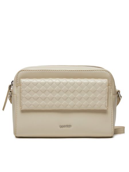 Calvin Klein Torebka Calvin Mini Quilt Camera Bag K60K611884 Écru. Listonoszki damskie CALVIN KLEIN, bez wzorów, ze skóry, bez dodatków. Za 289.99 zł.