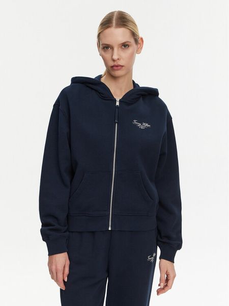 Tommy Hilfiger Bluza WW0WW44632 Granatowy Regular Fit. Niebieskie bluzy bez kaptura damskie Tommy Hilfiger, s, z bawełny. Za 429.99 zł.