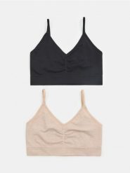 Bezszwowe biustonosze typu top 2 pack - kremowy. Białe biustonosze Sinsay, bez wzorów. Za 25.99 zł.