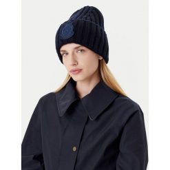 Czapka Tommy Hilfiger. Niebieskie czapki zimowe damskie Tommy Hilfiger. Za 349.99 zł.
