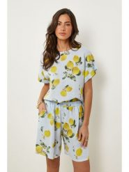 Le Monde du Lin Lniana koszulka w kolorze błękitno-żółtym rozmiar: 34/36. Niebieskie bluzki damskie Le Monde du Lin, bez wzorów, ze lnu, bez kołnierzyka. Za 100.99 zł.