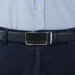 Pasek męski skórzany 3,5 cm klamra automatyczna Beltimore granatowy 02-573 : Kolory - granatowy, Rozmiar pasków - r.110-125 cm. Niebieskie paski męskie bez wzorów, ze skóry, wizytowe. Za 64.99 zł.