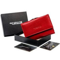 Portfel skórzany Cavaldi RD-18-GCL-6368 czerwony. Czerwone portfele damskie 4U Cavaldi, bez wzorów, ze skóry. Za 60.00 zł.
