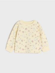 Ocieplana bluza z podwijanymi mankietami - kremowy. Białe bluzy i bluzki niemowlęce Sinsay, bez wzorów, bez ramiączek, bez kaptura. Za 15.99 zł.