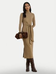 LAUREN RALPH LAUREN Sukienka dzianinowa 200980028003 Beżowy Slim Fit. Brązowe sukienki damskie Lauren Ralph Lauren, s, bez wzorów, z dzianiny, bez kołnierzyka, bez ramiączek. Za 839.99 zł.