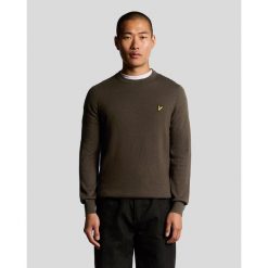 Sweter z wełny merino Lyle & Scott. Zielone swetry męskie LYLE AND SCOTT, m, bez wzorów, z bawełny, bez kołnierzyka. Za 306.00 zł.