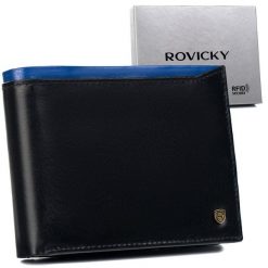 Portfel męski skórzany ROVICKY N992-RVT czarny. Czarne portfele męskie ROVICKY, bez wzorów. Za 81.99 zł.