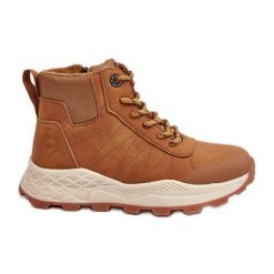 Buty Trekkingowe Trapery Ocieplane Dziecięce Camel Big Star MM374202 brązowe. Brązowe śniegowce dziewczęce ze skóry. Za 319.72 zł.