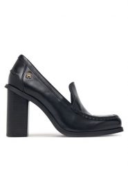 Tommy Hilfiger Półbuty Square Toe Heeled Loafer FW0FW09493 Czarny. Czarne półbuty damskie Tommy Hilfiger, bez wzorów, ze skóry, bez obcasa, na obcasie. Za 699.99 zł.