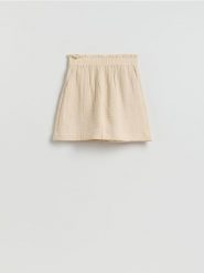 Bawełniane szorty - beżowy. Brązowe szorty damskie Reserved, bez wzorów, z bawełny. Za 69.99 zł.