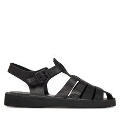 Sandały Fracap. Czarne sandały damskie Fracap, bez wzorów, bez obcasa, na płaskiej podeszwie. Za 499.99 zł.