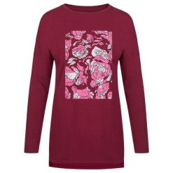 Glemo Damska koszulka Abrisima L – kwiatowy wzór, długi rękaw. Czerwone bluzki damskie ZEAGLE, l, bez wzorów, bez kołnierzyka, bez ramiączek. Za 144.99 zł.