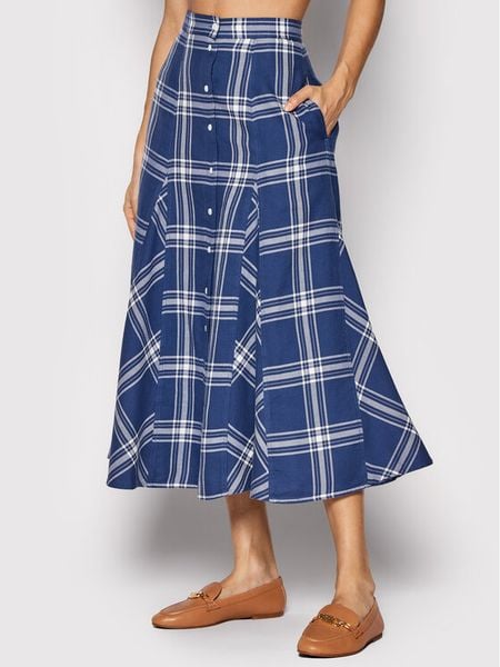 Polo Ralph Lauren Spódnica trapezowa 211857022001 Niebieski Regular Fit. Niebieskie spódniczki damskie Polo Ralph Lauren, bez wzorów, z bawełny, trapezowe. Za 1,229.00 zł.