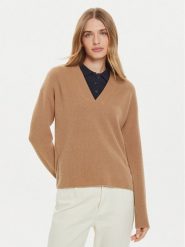 Tommy Hilfiger Sweter WW0WW43101 Beżowy Relaxed Fit. Brązowe swetry klasyczne damskie Tommy Hilfiger, s, z wełny, bez kołnierzyka. Za 399.99 zł.