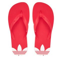 Japonki adidas. Czerwone klapki damskie Adidas, bez wzorów, bez obcasa. Za 89.99 zł.