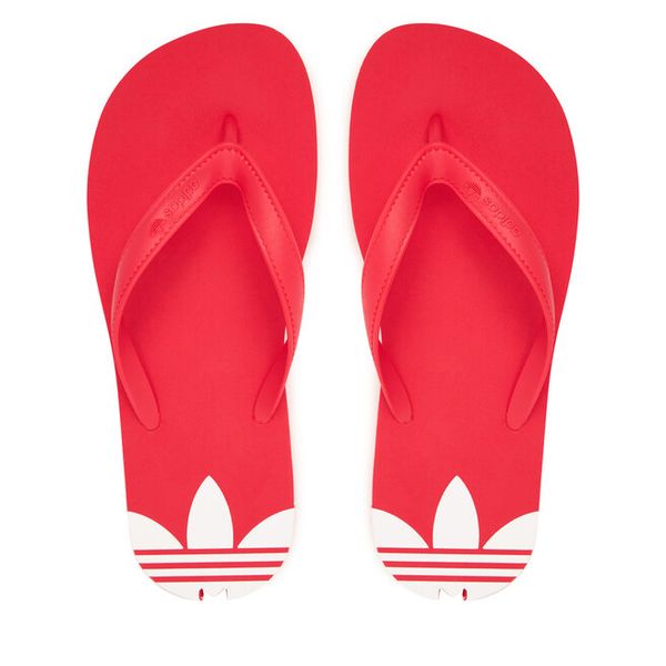 Japonki adidas. Czerwone klapki damskie Adidas, bez wzorów, bez obcasa. Za 89.99 zł.