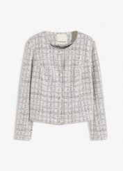Kardigan z bawełnianej tkaniny boucle. Czarne kardigany damskie bonprix, bez wzorów, z bawełny. Za 149.99 zł.