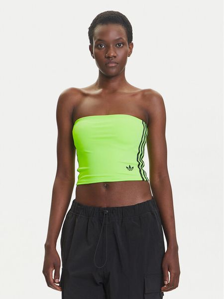 Adidas Top adicolor 3-Stripes JX7719 Zielony Slim Fit. Zielone topy damskie Adidas, l, bez wzorów, z syntetyku, bez kołnierzyka. Za 89.99 zł.