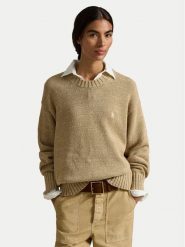 Polo Ralph Lauren Sweter 211A96252001 Beżowy Relaxed Fit. Brązowe swetry klasyczne damskie Polo Ralph Lauren, xs, z bawełny, bez kołnierzyka. Za 1,298.99 zł.