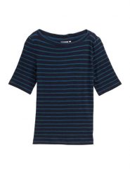 Tom Tailor Koszulka w kolorze granatowo-błękitnym rozmiar: S. Niebieskie bluzki damskie Tom Tailor, s, bez wzorów, z bawełny, bez kołnierzyka. Za 39.31 zł.